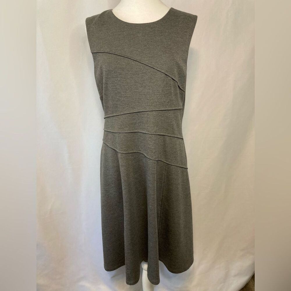 London Style Collection Women's Dress Size 16 Gray Sheath Career Business Basic